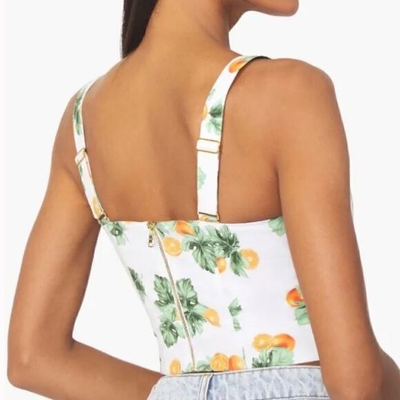 WeWoreWhat Orange Fruit Print Straight Neck Corset Crop Top size XS NWT - Picture 2 of 12